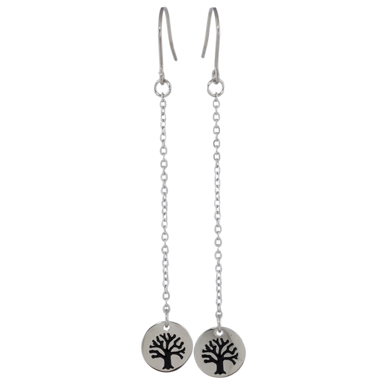 Серьги Xuping TTM Stainless Steel цвет Родий французский замок Подвески Древо Жизни фото №1