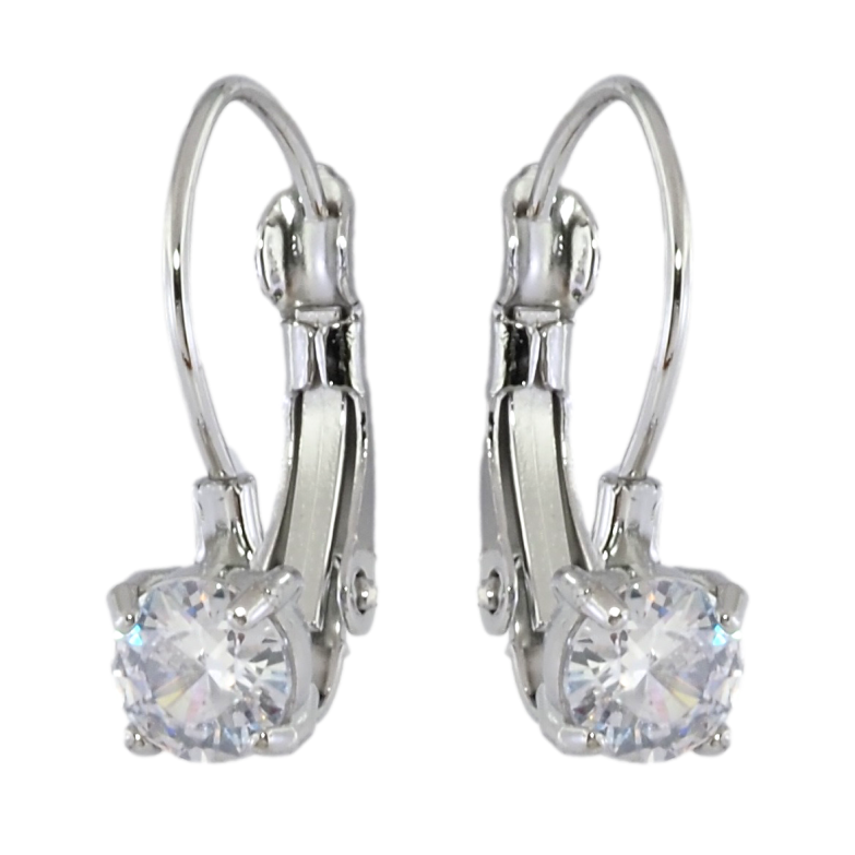 Сережки Xuping TTM Stainless Steel колір Родій французький замок «Фіаніти на дужках» ø 5мм фото №2 Сережки Xuping TTM Stainless Steel колір Родій французький замок «Фіаніти на дужках» ø 5мм фото №2