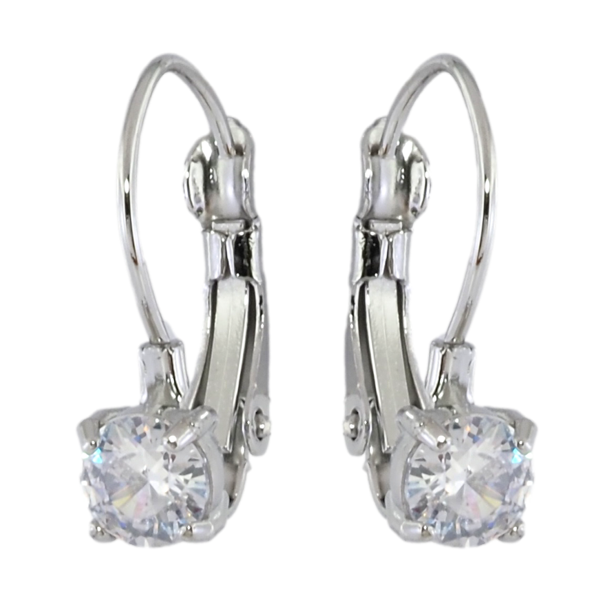 Серьги Xuping TTM Stainless Steel цвет Родий французский замок Фианиты на дужках ø 5мм фото №1