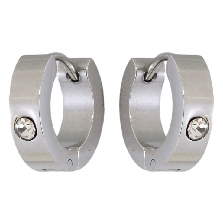 Серьги Xuping TTM Stainless Steel цвет Родий колечки Классика с кристаллом фото №18