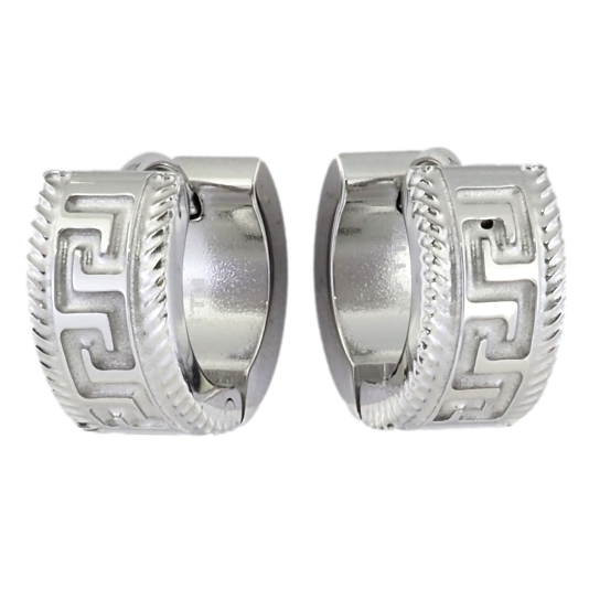 Сережки Xuping TTM Stainless Steel колір Родій колечка «Грецький візерунок» фото №1