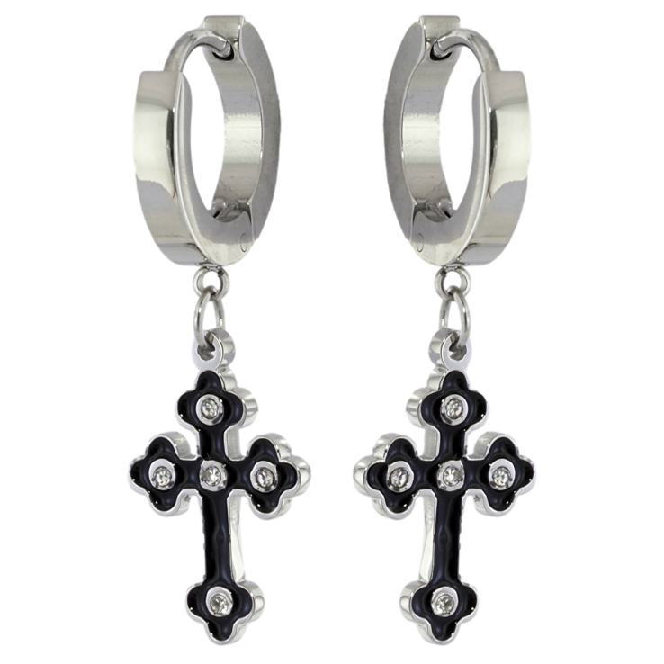 Серьги Xuping TTM Stainless Steel цвет Родий подвески на колечках Крестики фото №7