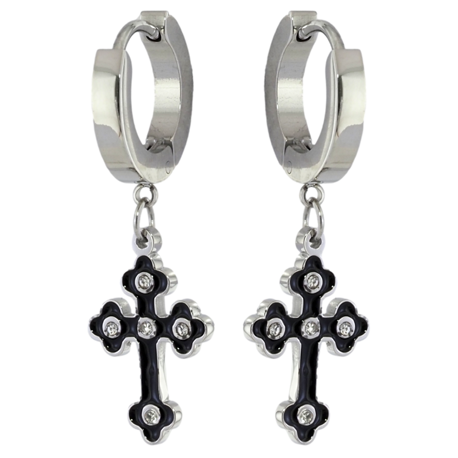 Серьги Xuping TTM Stainless Steel цвет Родий подвески на колечках Крестики фото №1