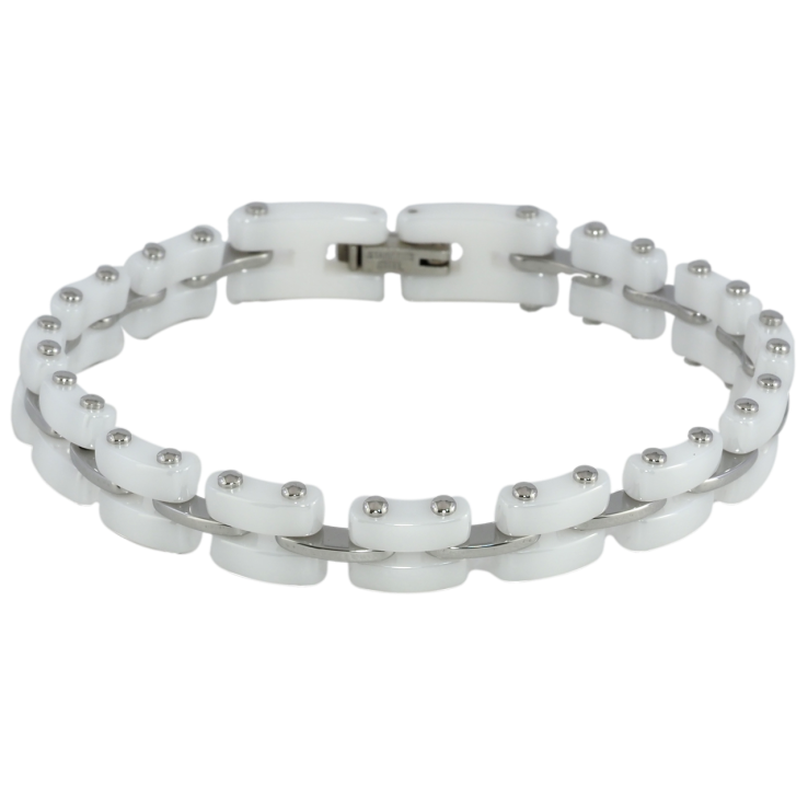 Браслет Xuping ТТМ Stainless Steel цвет Родий Звенья из белой керамики размер 19см х 8мм фото №2