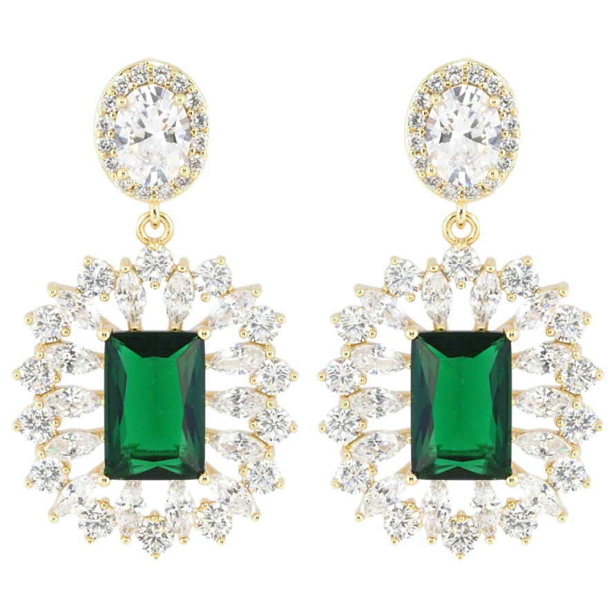 Сережки Xuping JEAN GOUJON Позолота 14K пусети Вишукані підвіски з інкрустацією цирконієм та зеленим фіанітом» фото №1 Сережки Xuping JEAN GOUJON Позолота 14K пусети Вишукані підвіски з інкрустацією цирконієм та зеленим фіанітом» фото №1