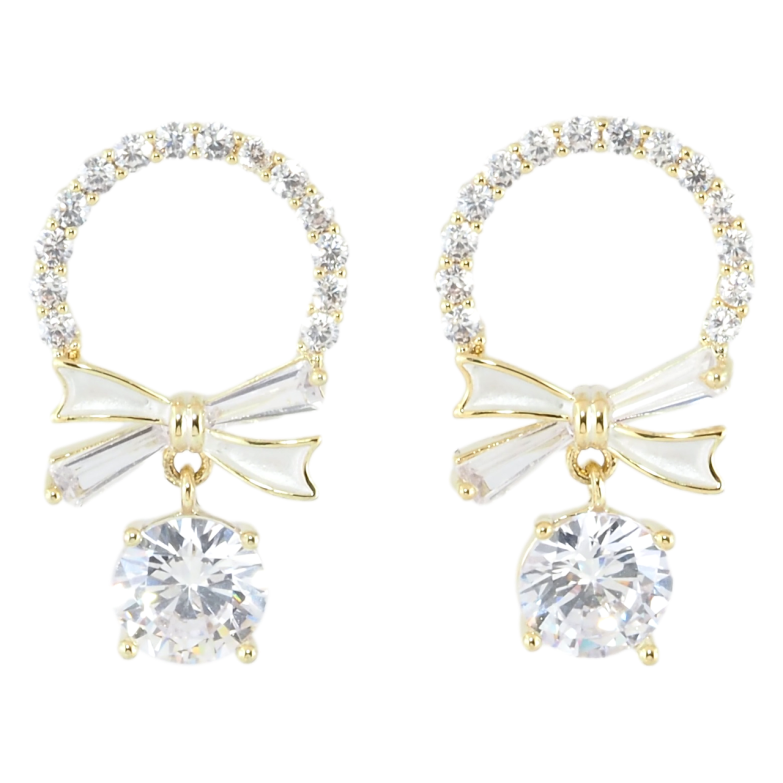 Сережки Xuping JEAN GOUJON Позолота 14K пусети «Кришталеві бантики» фото №1 Сережки Xuping JEAN GOUJON Позолота 14K пусети «Кришталеві бантики» фото №1