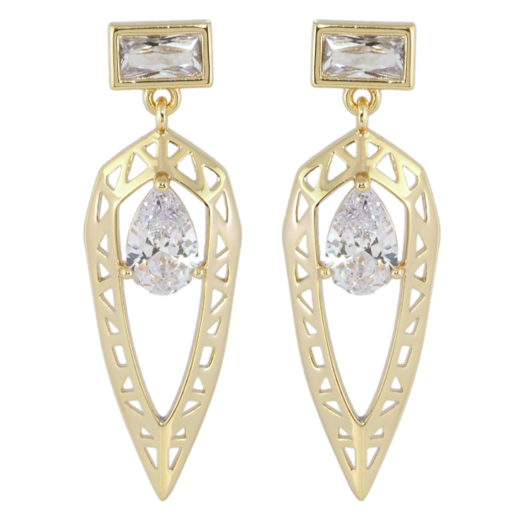 Сережки Xuping JEAN GOUJON Позолота 14K пусети «Декоративні підвіски з фіанітами» фото №23