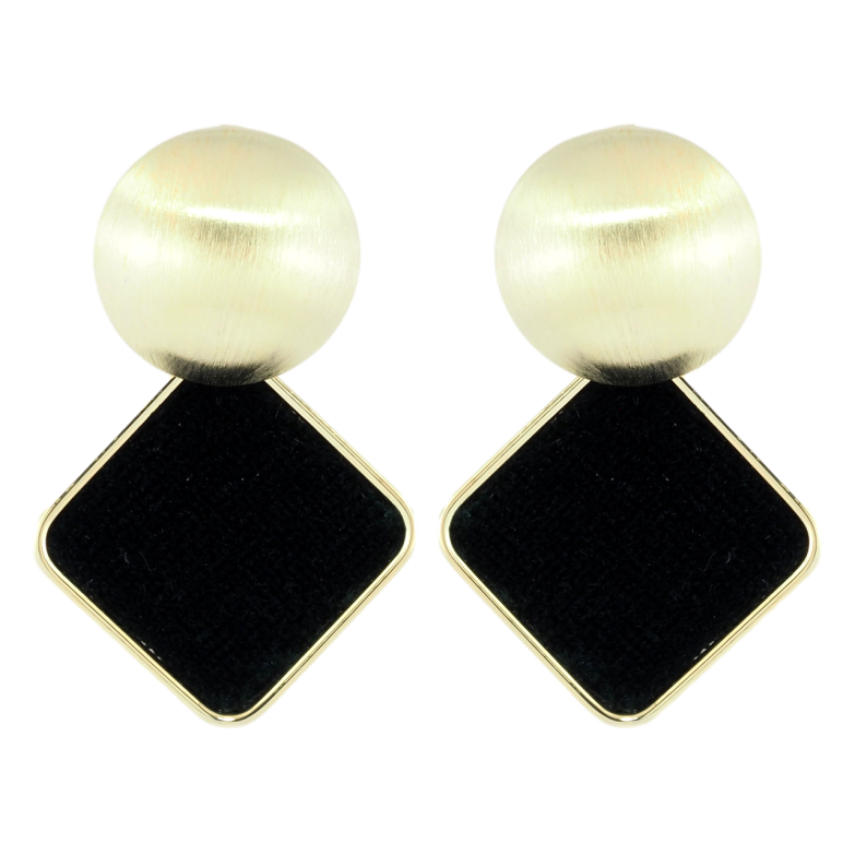 Сережки Xuping JEAN GOUJON Позолота 14K пусети «Підвіски з чорними оксамитовими ромбами» фото №1