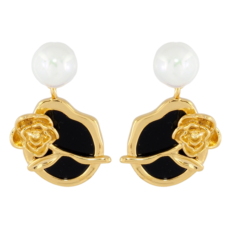 Сережки Xuping JEAN GOUJON Позолота 14K пусети «Перлини з квітковими підвісками» фото №1