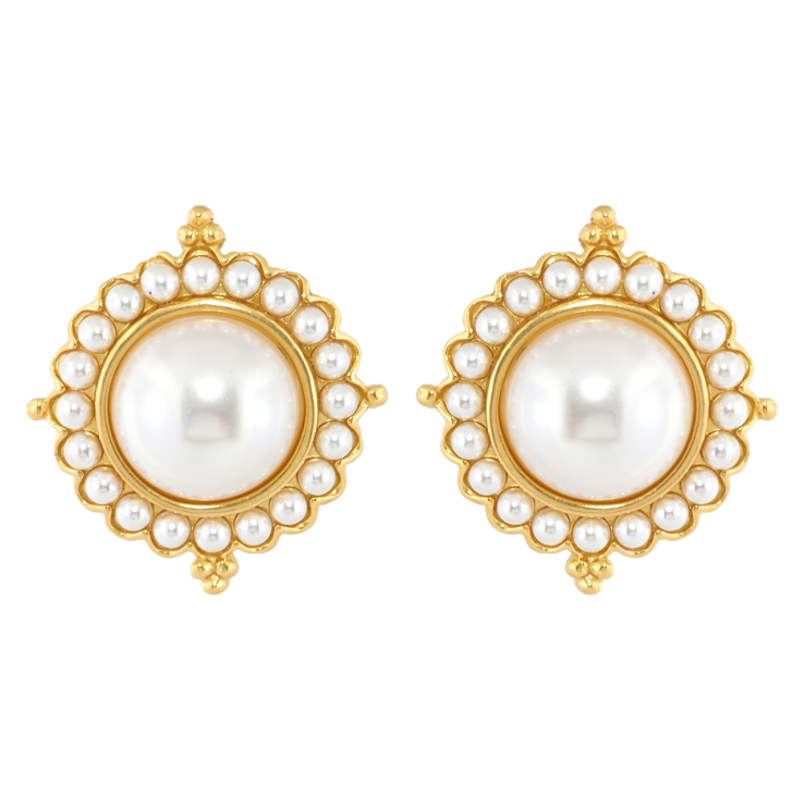 Сережки Xuping JEAN GOUJON Позолота 14K пусети «Перлинний візерунок» фото №6