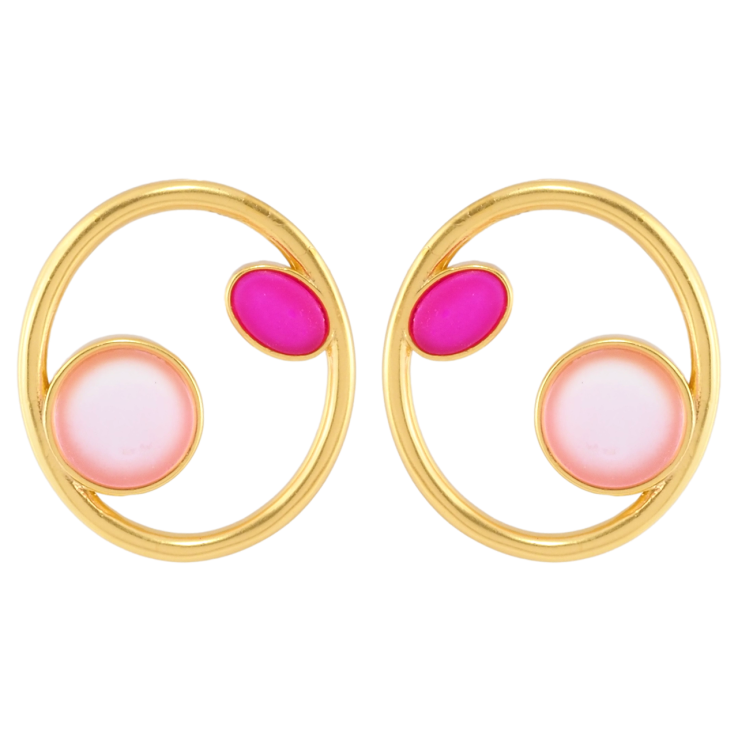 Сережки Xuping JEAN GOUJON Позолота 14K пусети «Овали з рожевою емаллю» фото №12