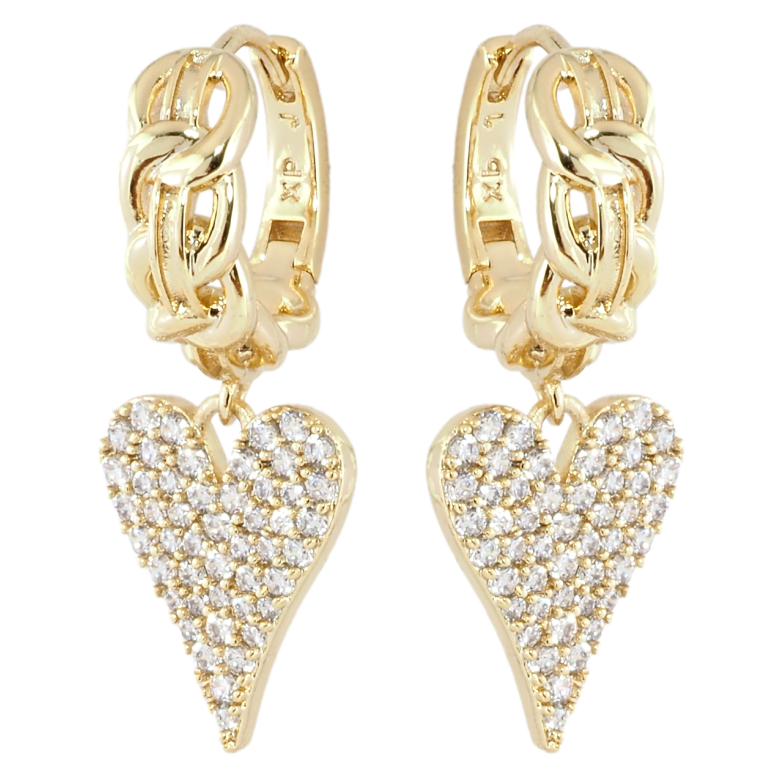 Сережки Xuping JEAN GOUJON Позолота 14K підвіски на колечках «Сердечка з інкрустацією цирконієм» фото №1 Сережки Xuping JEAN GOUJON Позолота 14K підвіски на колечках «Сердечка з інкрустацією цирконієм» фото №1