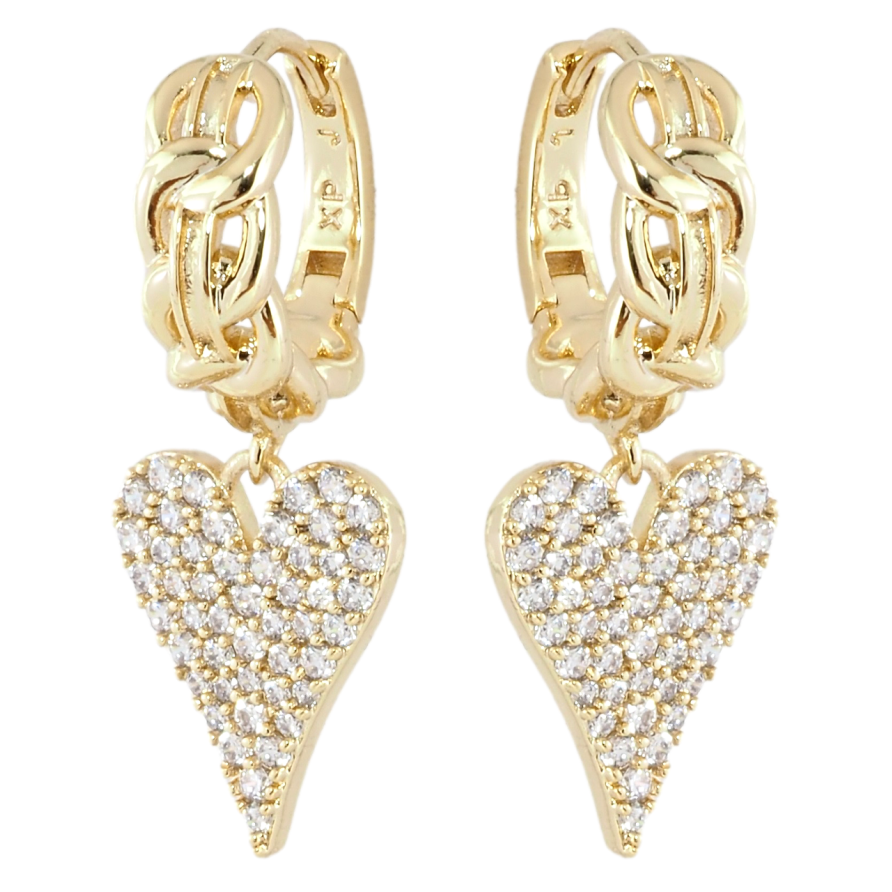 Серьги Xuping JEAN GOUJON Позолота 14K подвески на колечках Сердечки с инкрустацией цирконием фото №1 Серьги Xuping JEAN GOUJON Позолота 14K подвески на колечках Сердечки с инкрустацией цирконием фото №1