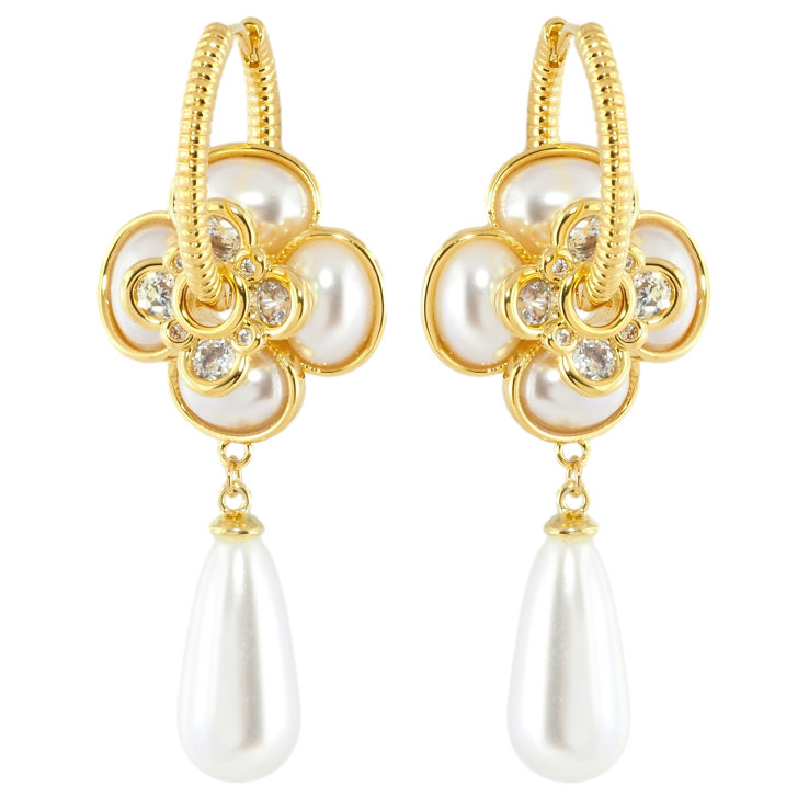 Сережки Xuping JEAN GOUJON Позолота 14K підвіски на колечках «Декоративні перлинні підвіски» 2 в 1 фото №5