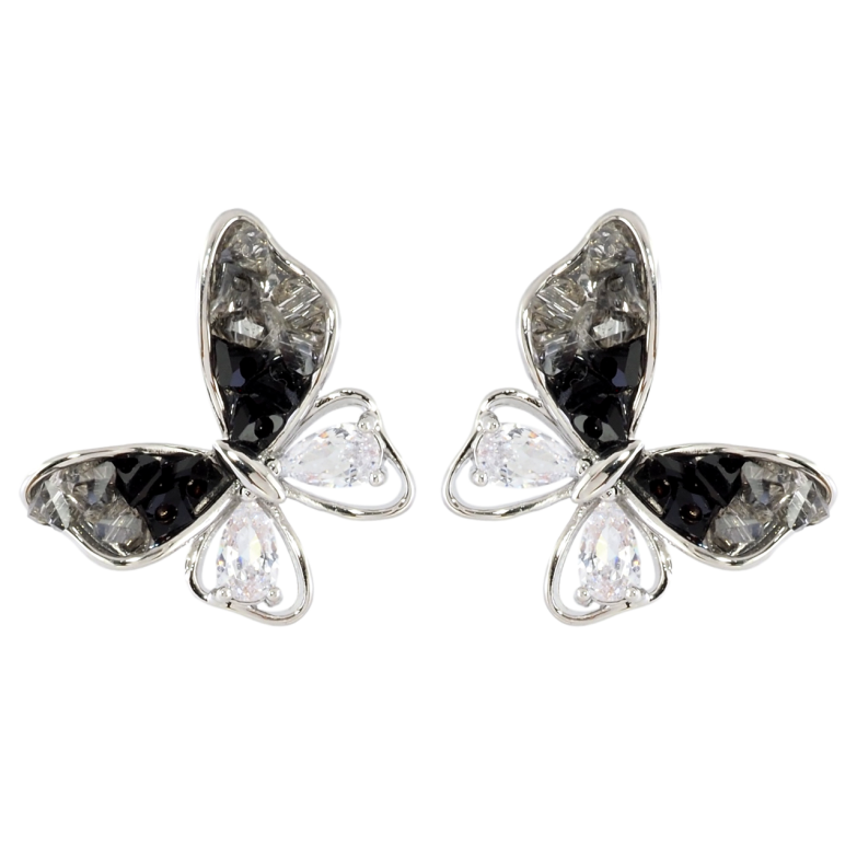 Серьги Xuping JEAN GOUJON Родий пусеты Черно-белые бабочки фото №1 Серьги Xuping JEAN GOUJON Родий пусеты Черно-белые бабочки фото №1
