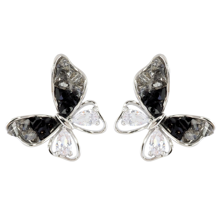 Сережки Xuping JEAN GOUJON Родій пусети «Чорно-білі метелики» фото №1 Сережки Xuping JEAN GOUJON Родій пусети «Чорно-білі метелики» фото №1
