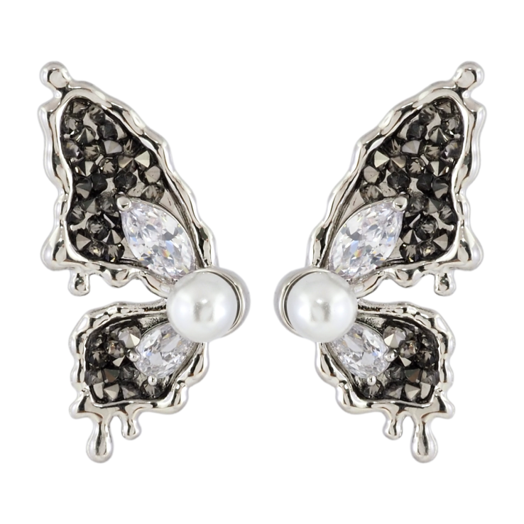 Сережки Xuping JEAN GOUJON Родій пусети «Метелики з чорно-білими кристалами та перлинами» фото №20 Сережки Xuping JEAN GOUJON Родій пусети «Метелики з чорно-білими кристалами та перлинами» фото №20