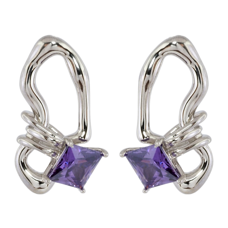 Сережки Xuping JEAN GOUJON Родій пусети «Декоративний візерунок з бузковими фіанітами» фото №12 Сережки Xuping JEAN GOUJON Родій пусети «Декоративний візерунок з бузковими фіанітами» фото №12