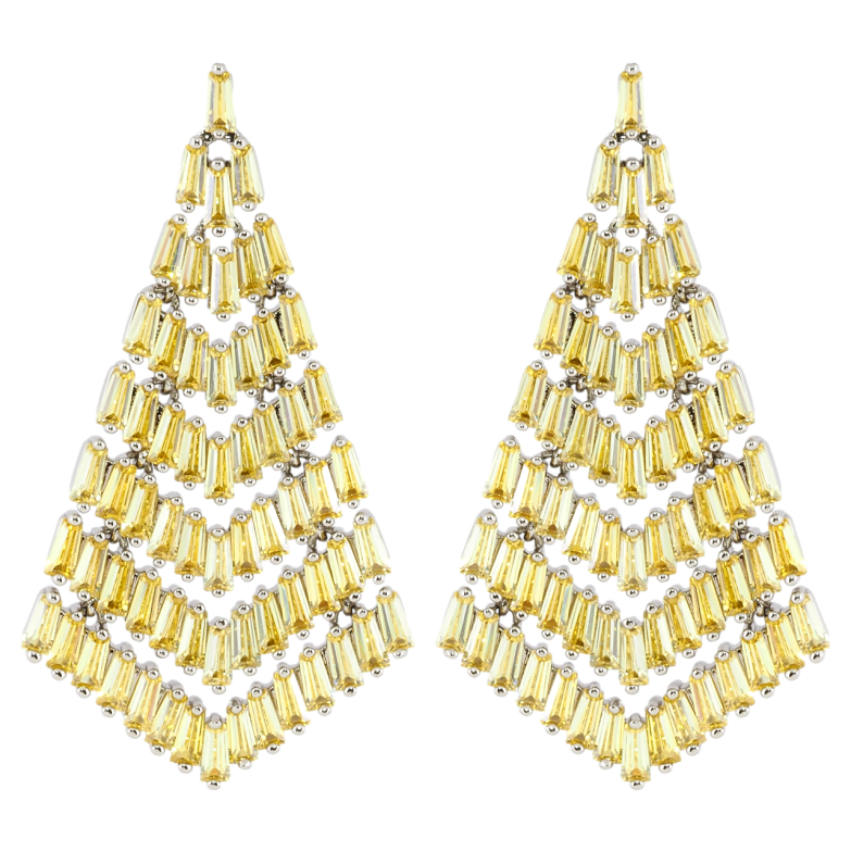 Серьги Xuping JEAN GOUJON Родий пусеты Декоративные подвески из желтых фианитов фото №4