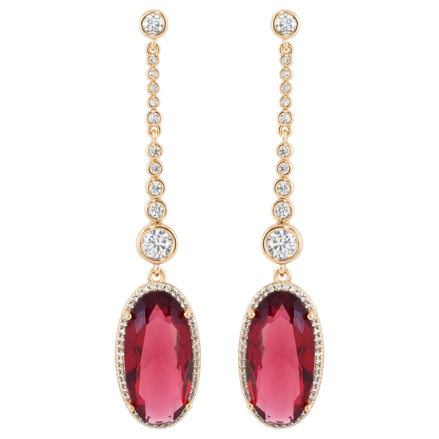 Сережки Xuping JEAN GOUJON Позолота 18К пусети «Підвіски з червоними фіанітами та цирконієм» фото №1