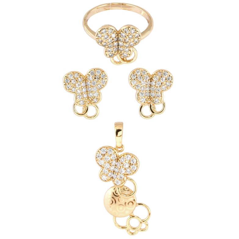 Набір Xuping Позолота 18K Сережки Кулон Каблучка Вальс метеликів фото №1 Набір Xuping Позолота 18K Сережки Кулон Каблучка Вальс метеликів фото №1