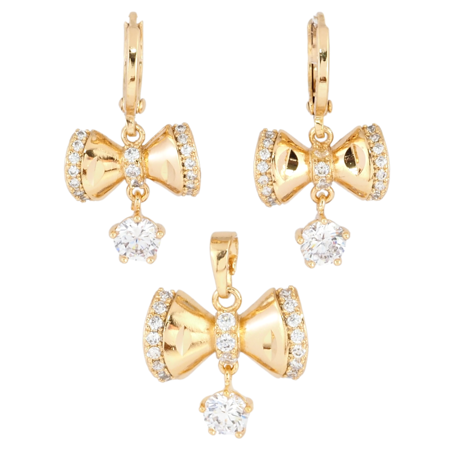 Набір Xuping Позолота 18K Сережки Кулон «Банти з цирконієм» фото №1