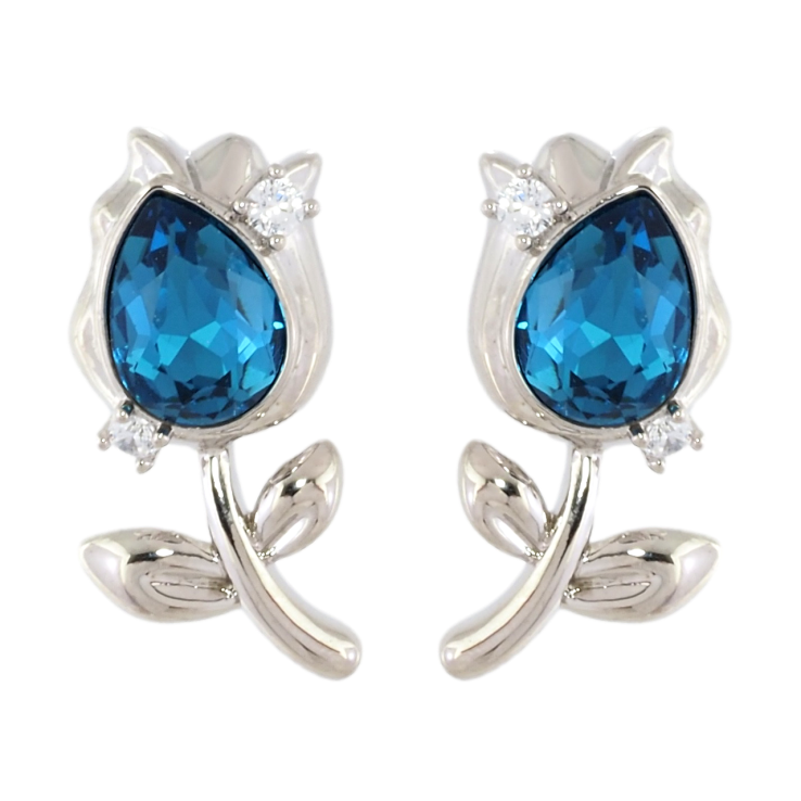 Сережки Xuping колір Родій з кристалами Swarovski пусети Квіточки з кристалами Capri Blue фото №6 Сережки Xuping колір Родій з кристалами Swarovski пусети Квіточки з кристалами Capri Blue фото №6