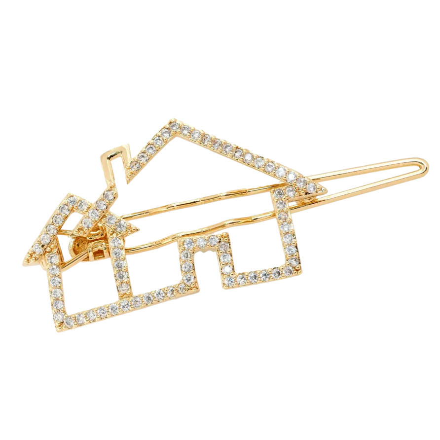 Шпилька Xuping Позолота 18K Будиночок інкрустація цирконієм фото №1