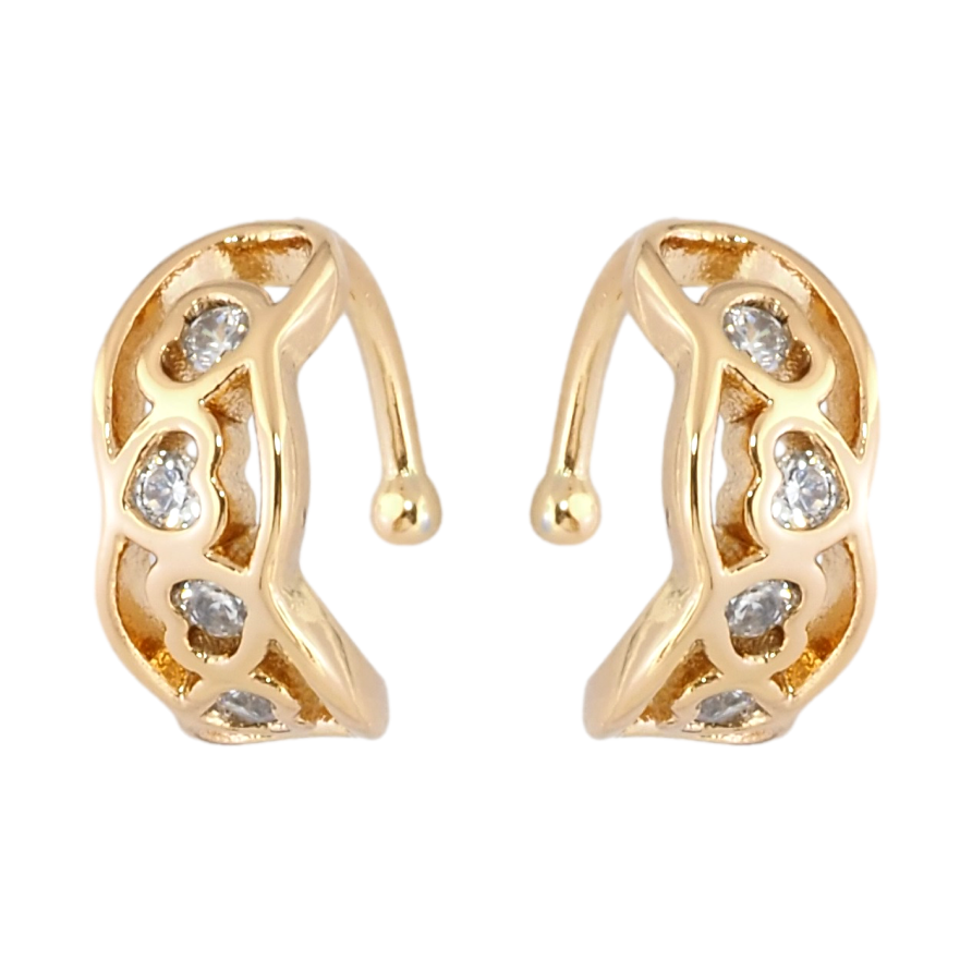 Сережки Xuping Позолота 18K кафи «Сердечка з цирконієм» фото №1