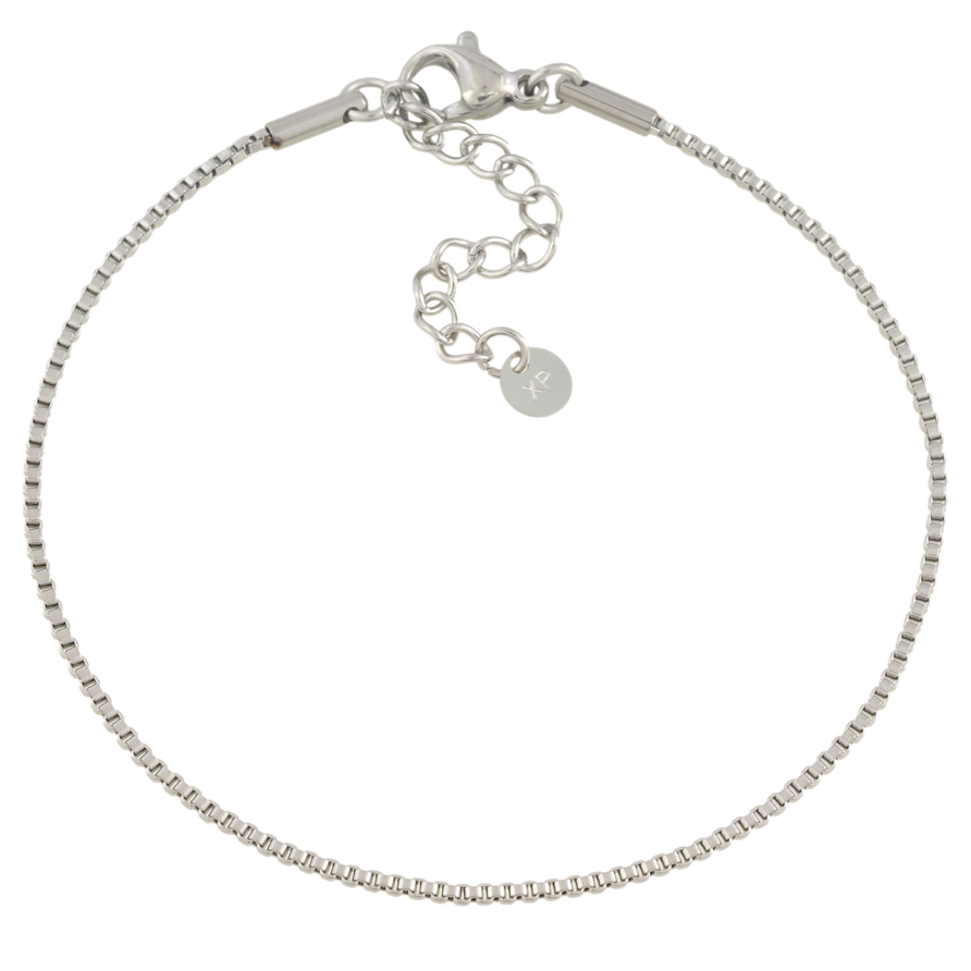 Браслет Xuping ТТМ Stainless Steel цвет Родий Цепочка Венецианское плетение с доп.цеп 18-21.5см х 1мм фото №1