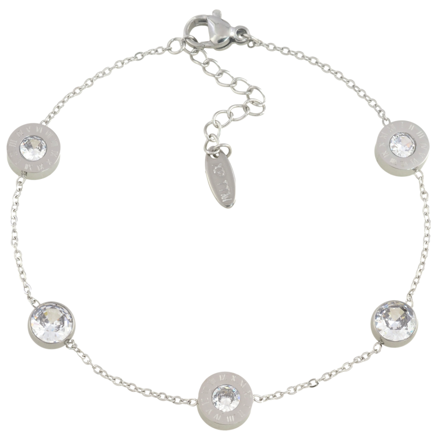 Браслет Xuping ТТМ Stainless Steel цвет Родий Цепочка с вставками с доп.цеп 19-22см х 1мм фото №1