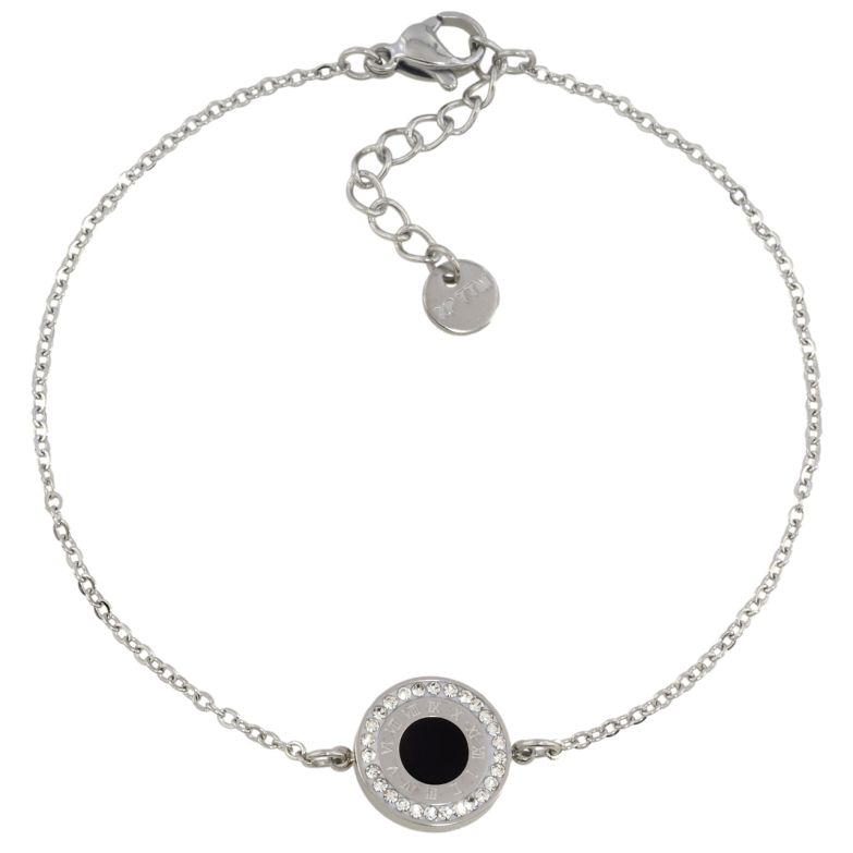 Браслет Xuping ТТМ Stainless Steel колір Родій Ланцюжок з круглою вставкою з доп.ланцюгом 19-22см х 1мм фото №1 Браслет Xuping ТТМ Stainless Steel колір Родій Ланцюжок з круглою вставкою з доп.ланцюгом 19-22см х 1мм фото №1