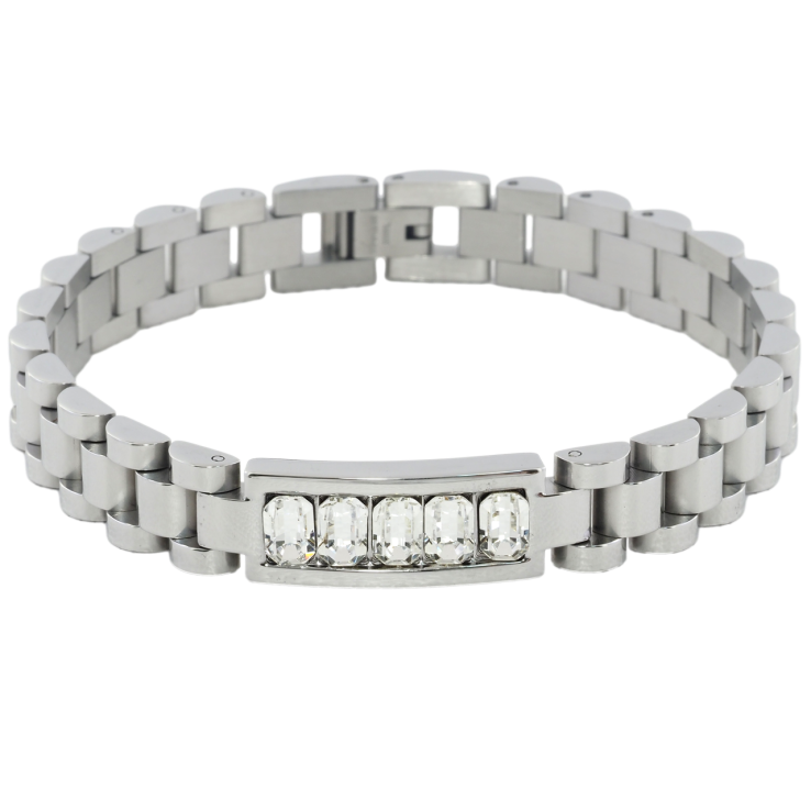 Браслет Xuping ТТМ Stainless Steel цвет Родий Вставка с кристаллами размер 20.5см х 10мм фото №4