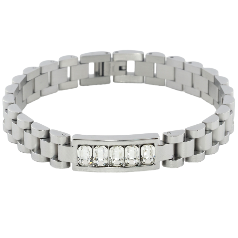 Браслет Xuping ТТМ Stainless Steel цвет Родий Вставка с кристаллами размер 20.5см х 10мм фото №1