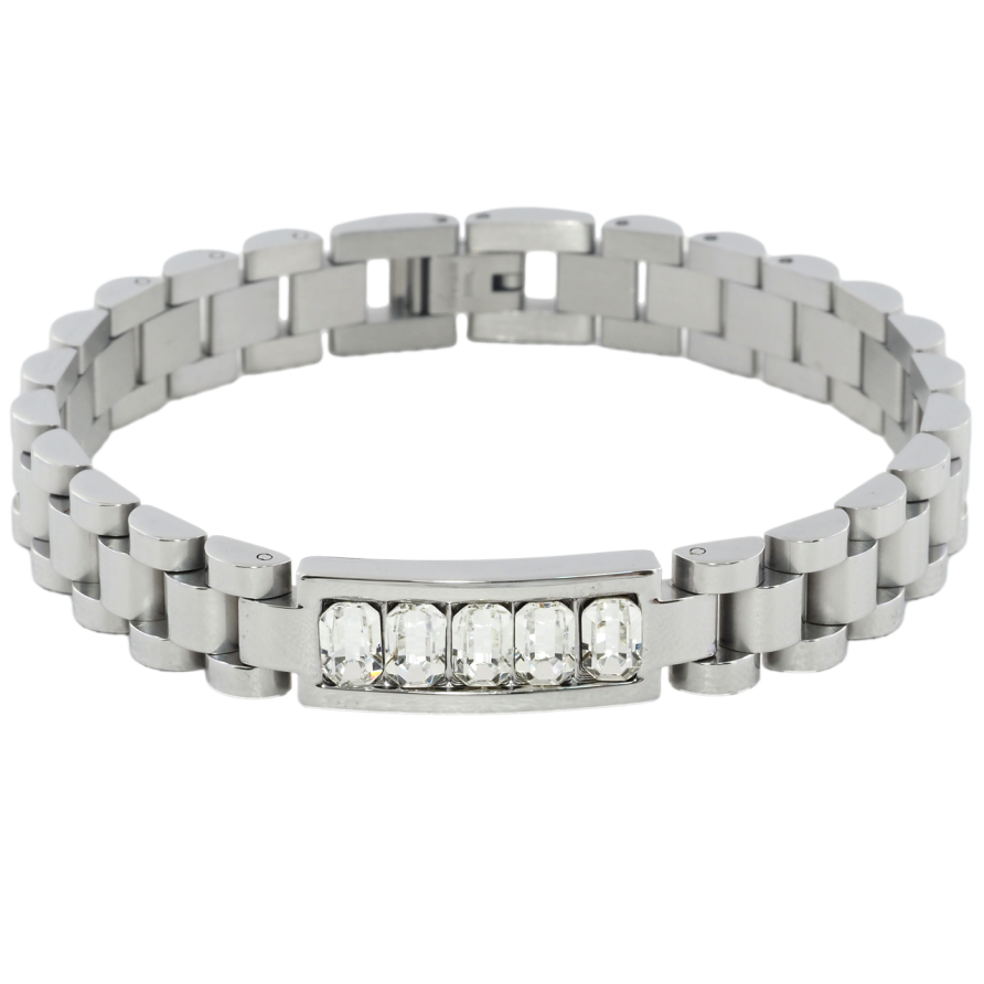 Браслет Xuping ТТМ Stainless Steel цвет Родий Вставка с кристаллами размер 20.5см х 10мм фото №1 Браслет Xuping ТТМ Stainless Steel цвет Родий Вставка с кристаллами размер 20.5см х 10мм фото №1