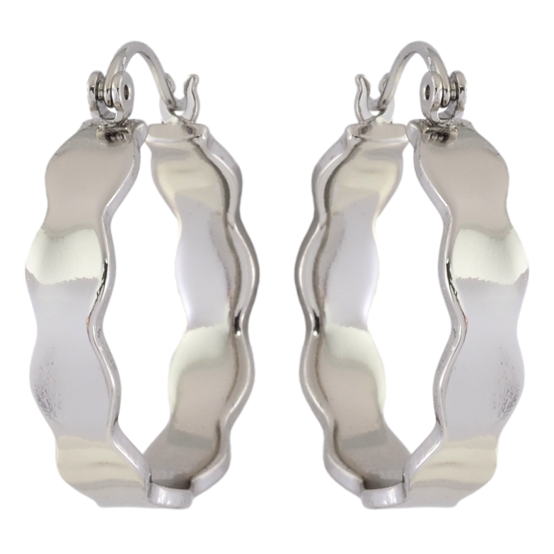 Серьги Xuping Родий замок-булавка Волнистые кольца ø 2.5см фото №1