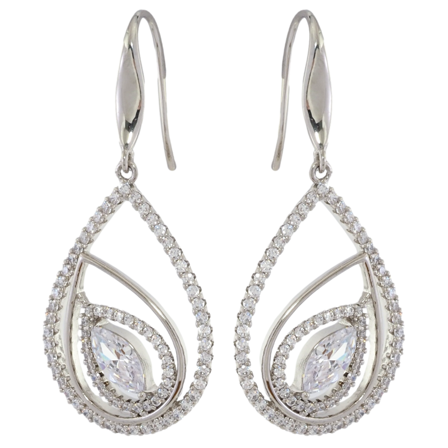 Сережки Xuping Родій французький замок Крапельки з інкрустацією цирконієм фото №1 Сережки Xuping Родій французький замок Крапельки з інкрустацією цирконієм фото №1