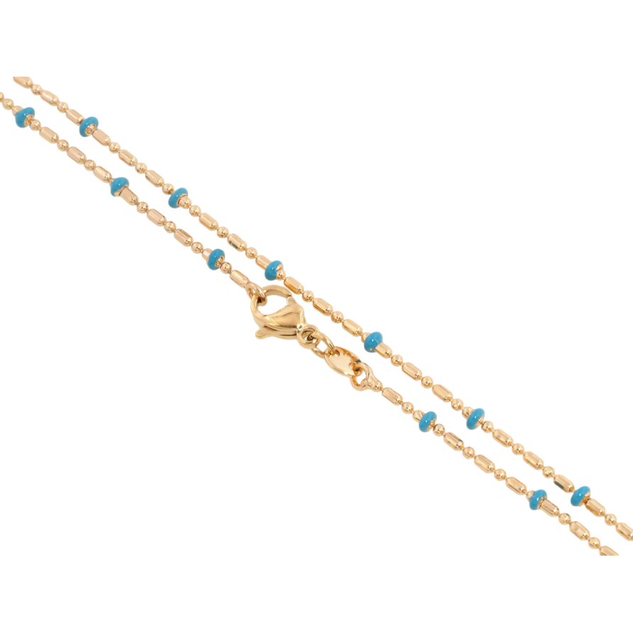 Цепочка Xuping Позолота 18K Плетение Перлина с голубыми бусинами длина 45см х 2мм фото №1