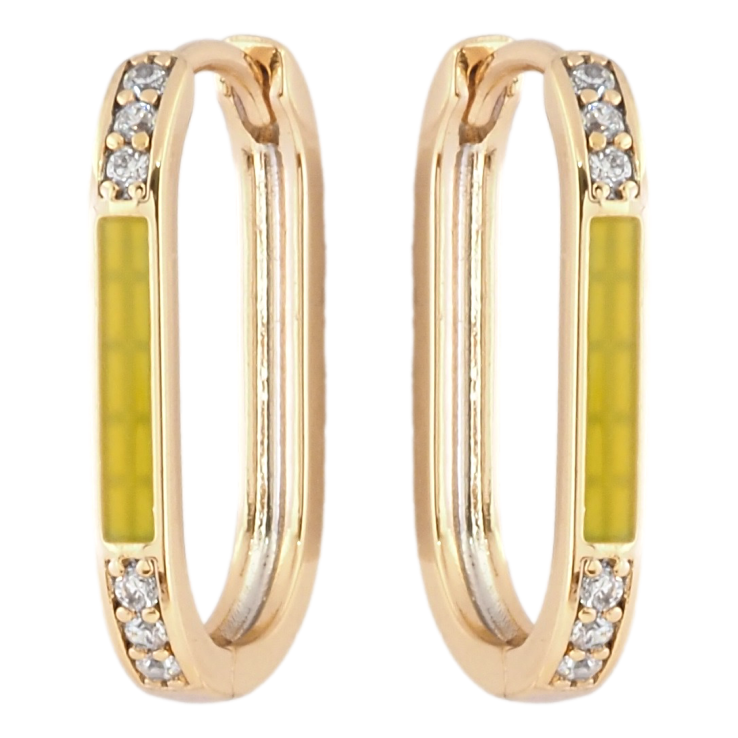 Серьги Xuping Позолота 18K колечки Дорожки циркония с желтой эмалью фото №13