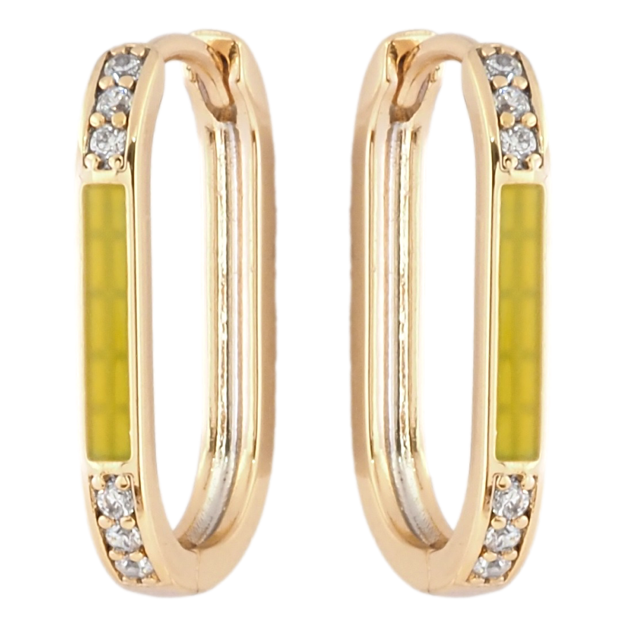 Серьги Xuping Позолота 18K колечки Дорожки циркония с желтой эмалью фото №1