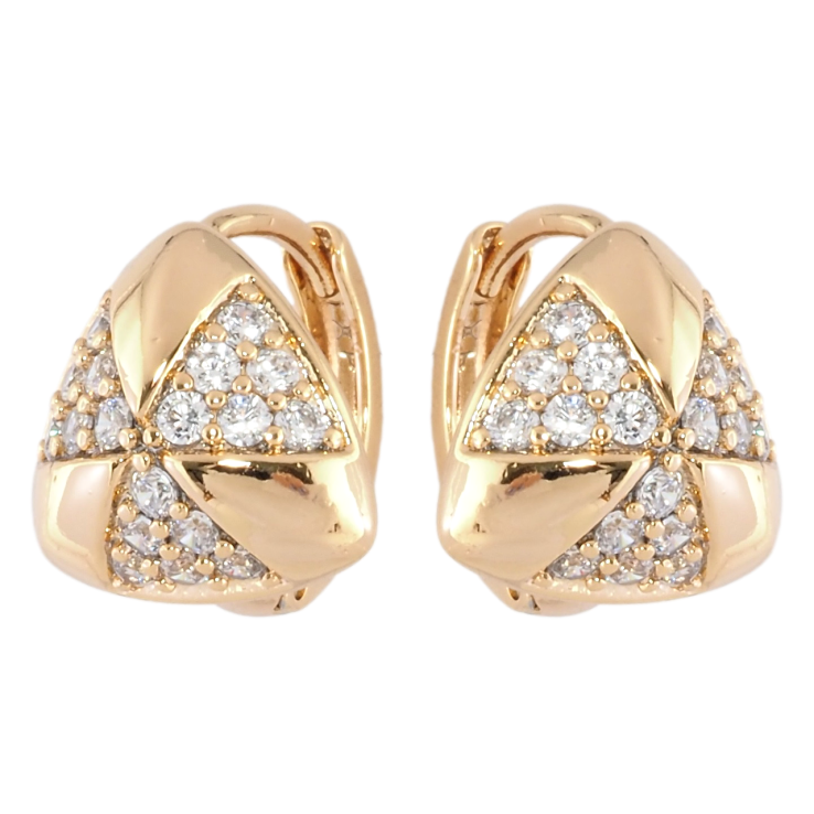 Серьги Xuping Позолота 18K колечки Треугольники с узором цирконием фото №3