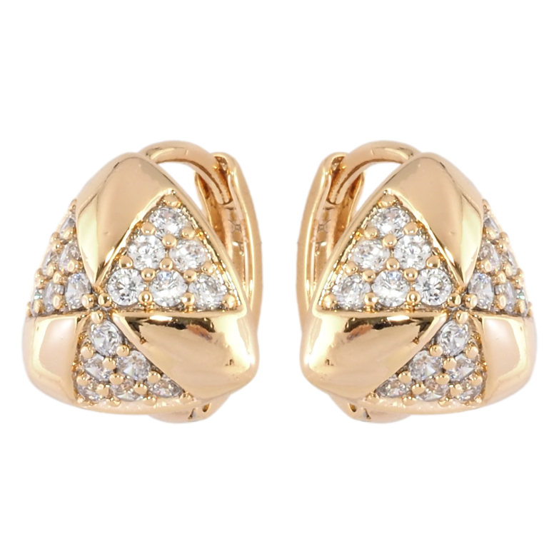 Серьги Xuping Позолота 18K колечки Треугольники с узором цирконием фото №4