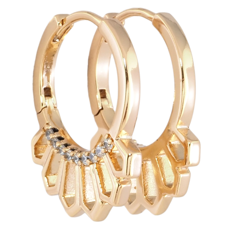 Сережки Xuping Позолота 18K колечка Бічний візерунок з цирконієм фото №11