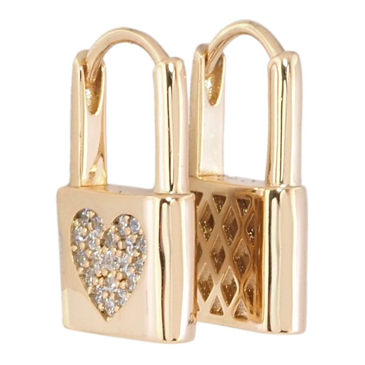 Серьги Xuping Позолота 18K колечки Замочки с узором сердечки фото №3