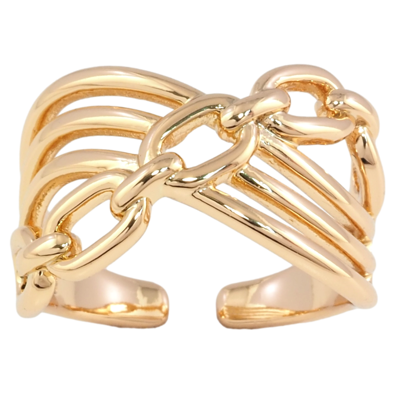 Каблучка Xuping Позолота 18K Широкий візерунок з ланцюжком фото №4