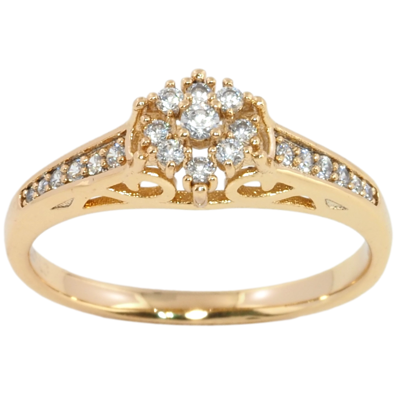 Кольцо Xuping Позолота 18K Кристальный цветочек фото №2