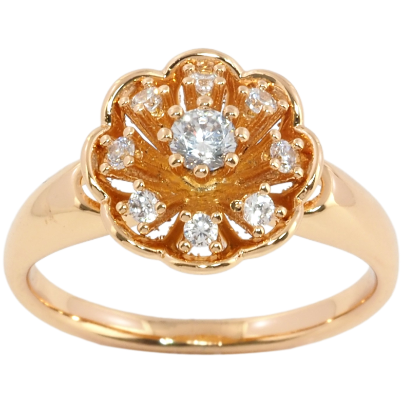 Каблучка Xuping Позолота 18K Квіточка з цирконієм фото №1