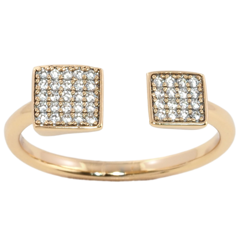 Кольцо Xuping Позолота 18K Квадраты с инкрустацией цирконием фото №11