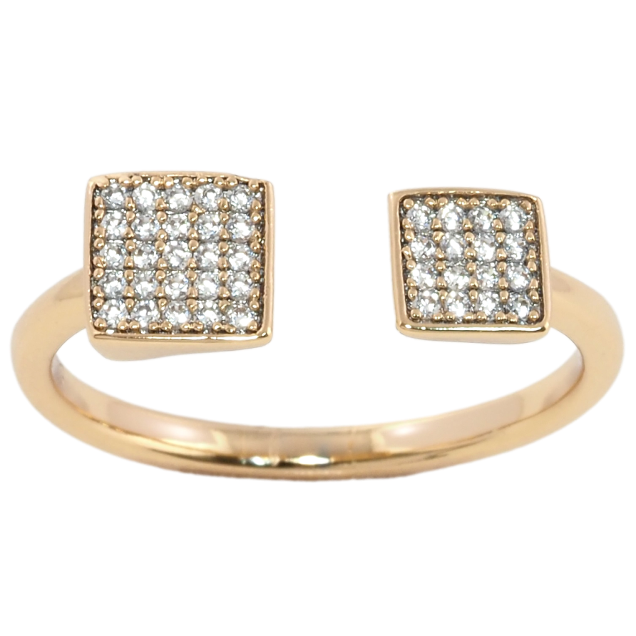 Каблучка Xuping Позолота 18K Квадрати з інкрустацією цирконієм фото №1