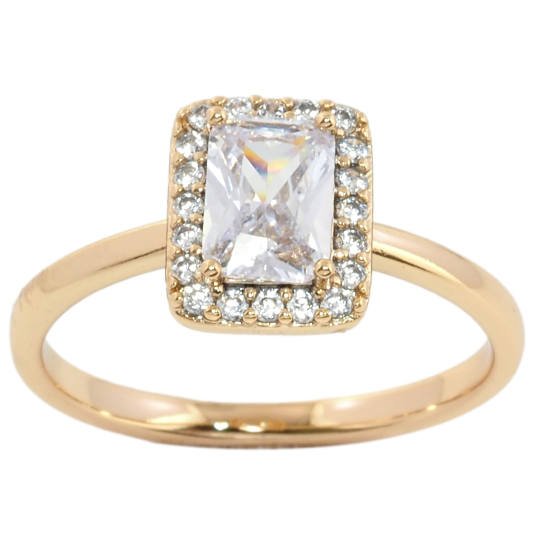 Кольцо Xuping Позолота 18K Фианит в обрамлении циркония фото №1 Кольцо Xuping Позолота 18K Фианит в обрамлении циркония фото №1